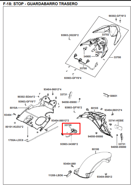 Luz de placa agility rs 125/naked KYMCO original