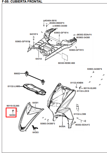 Tapon de carenaje agility rs 125 KYMCO original