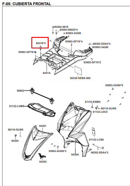 Tapon de piso agility 125 - agility KYMCO 150 original