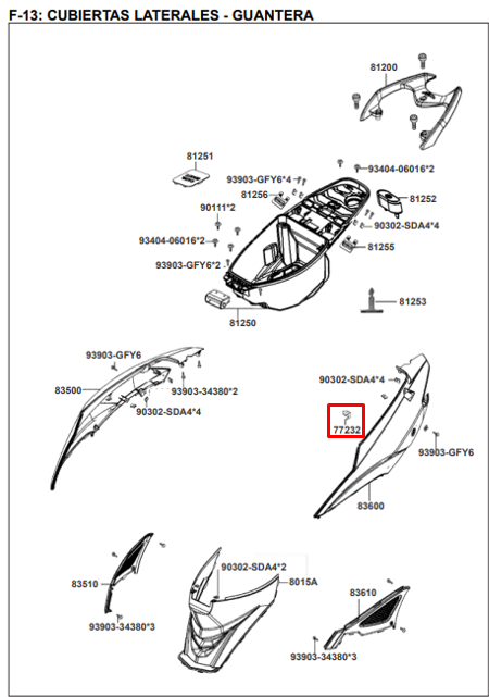 Pin de seguridad de sillín agility rs 125/naked KYMCO original