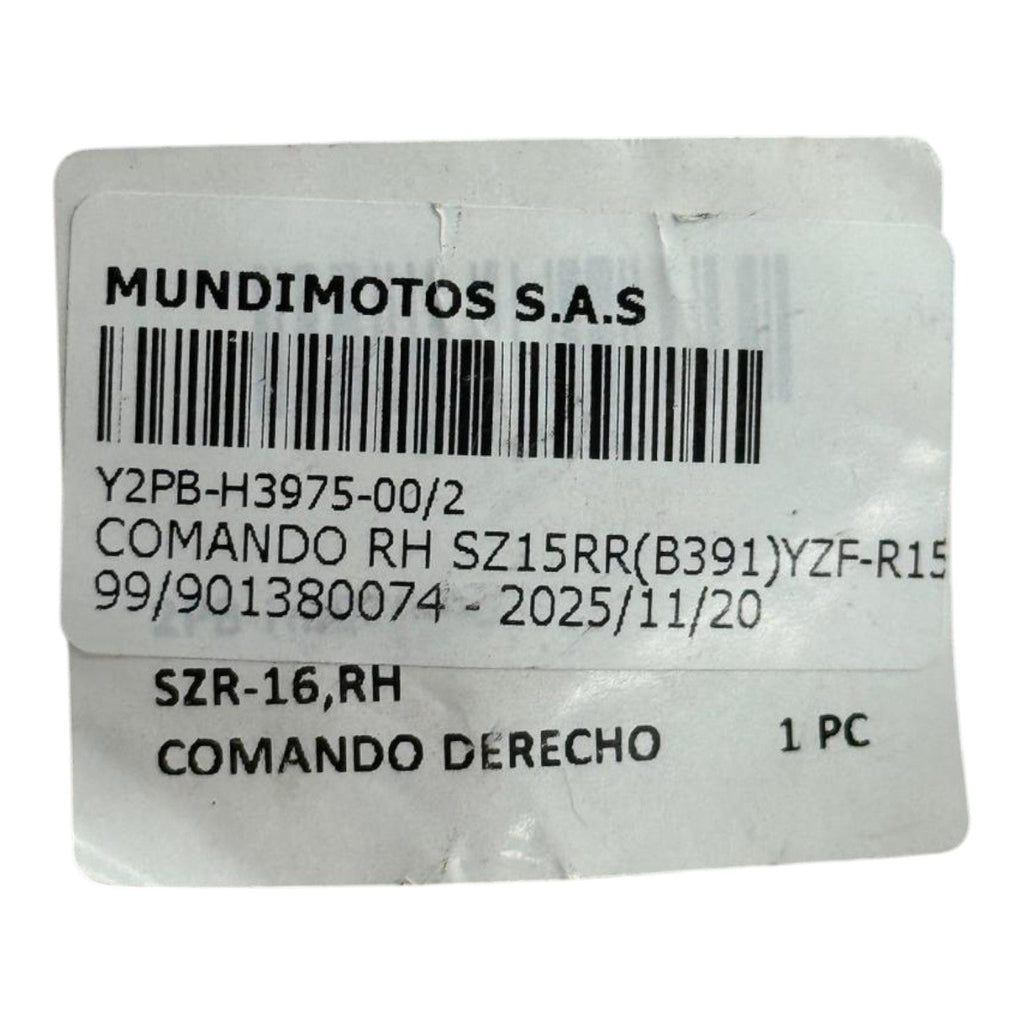 Comando derecho szrr 15 (b391) / yzf / YAMAHA R15